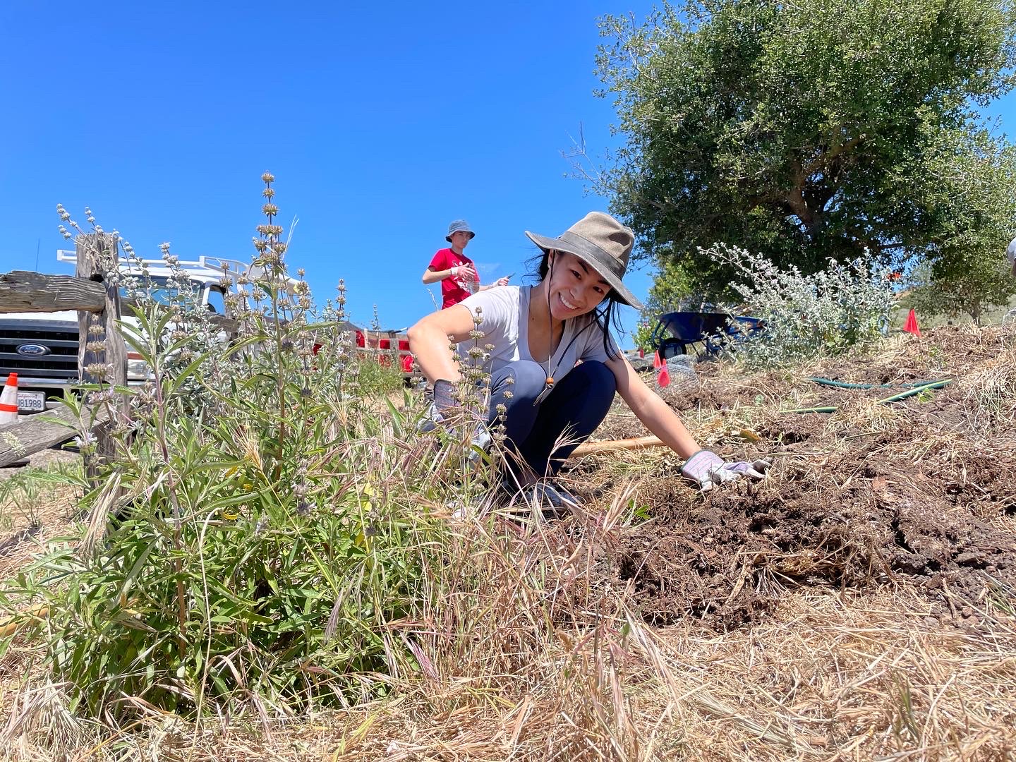 Volunteer gardening at Santa Barbara Bucket Brigade Humanitarian Garden